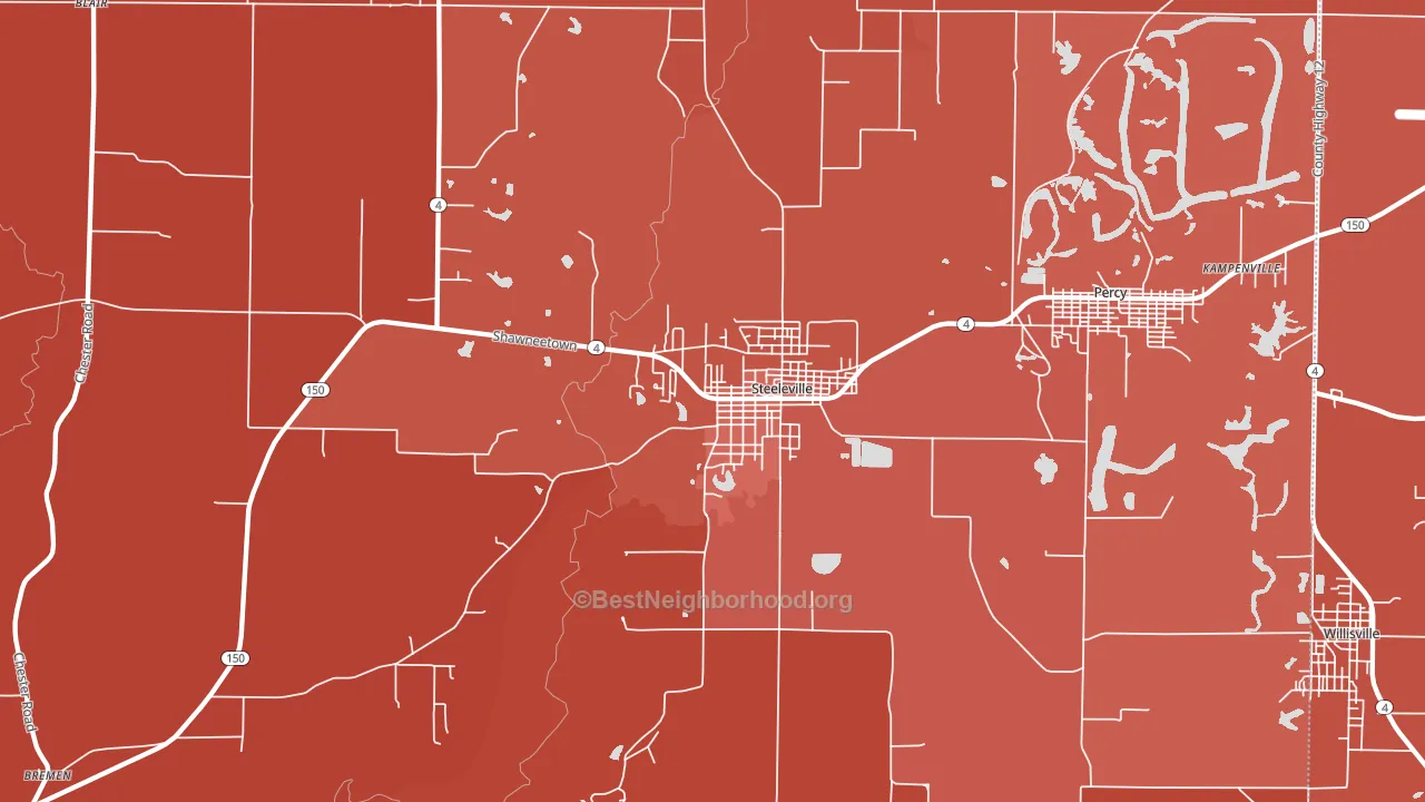 Steeleville, IL block-group political-lean map