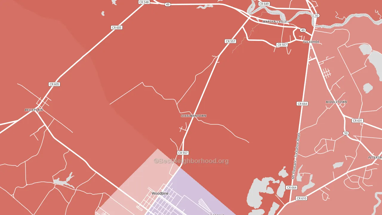 Steelmantown, NJ block-group political-lean map