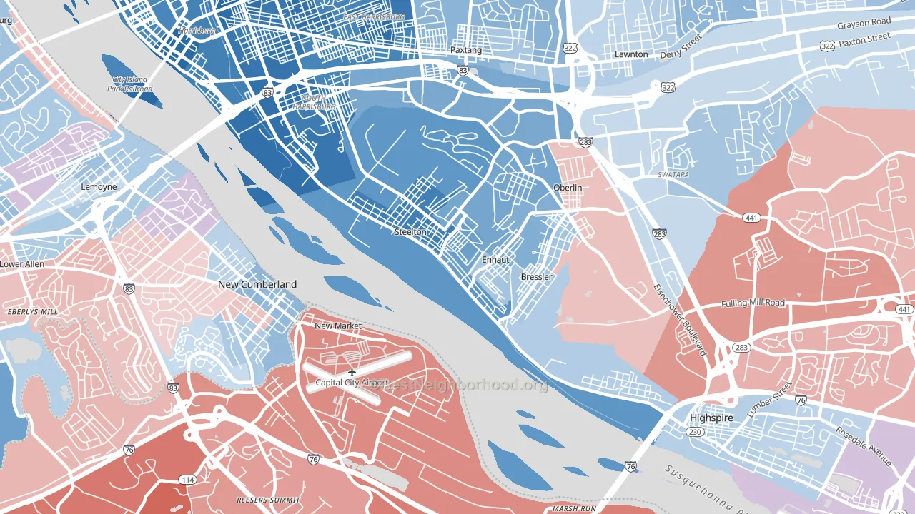 Steelton, PA block-group political-lean map