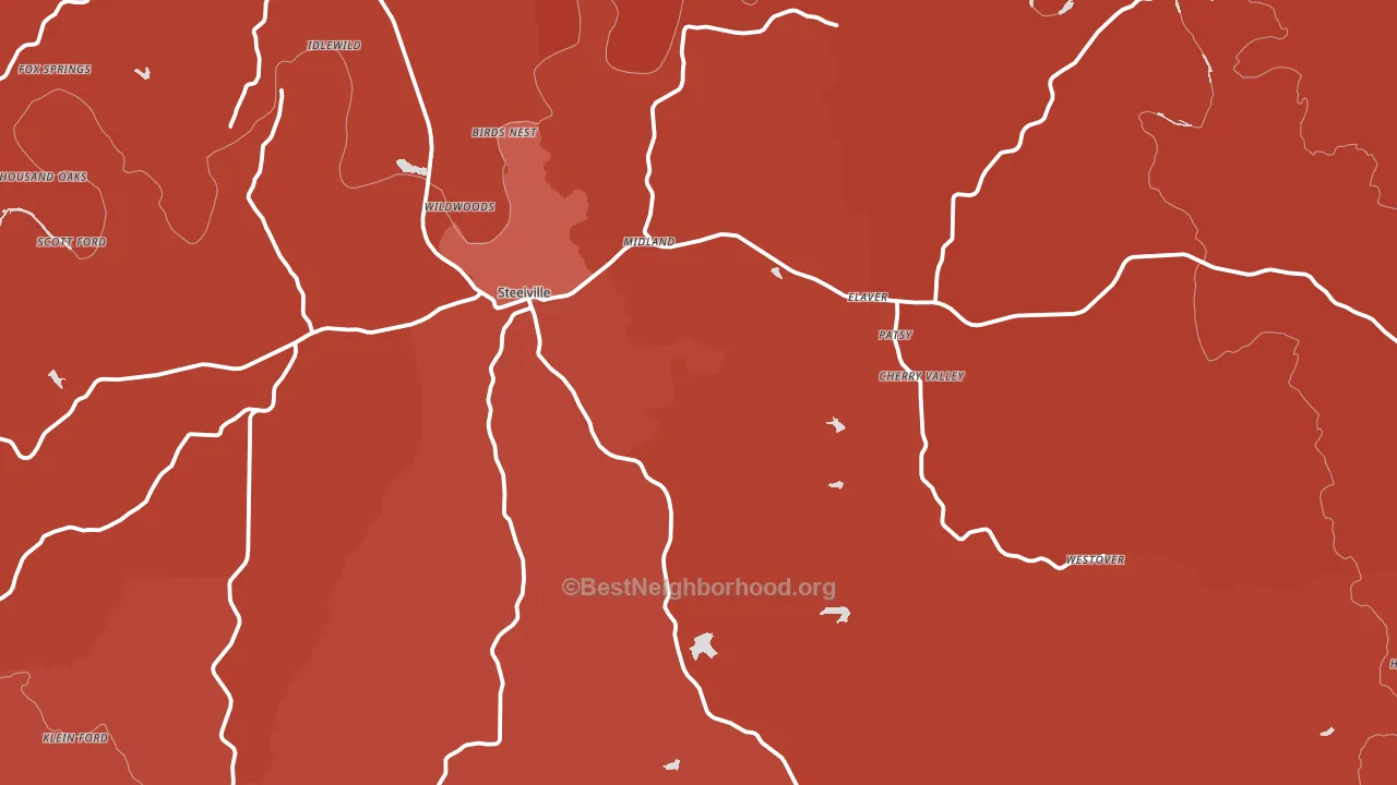 Steelville, MO block-group political-lean map