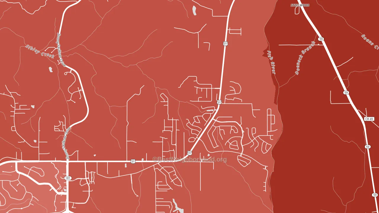 Steelwood, AL block-group political-lean map