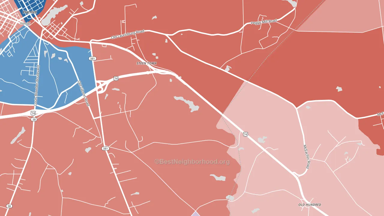 Steen Town, NC block-group political-lean map