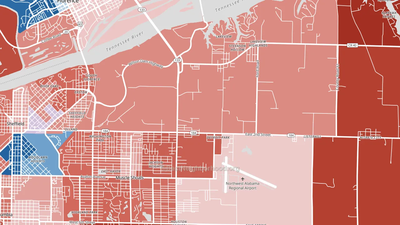 Steenson Hollow, AL block-group political-lean map