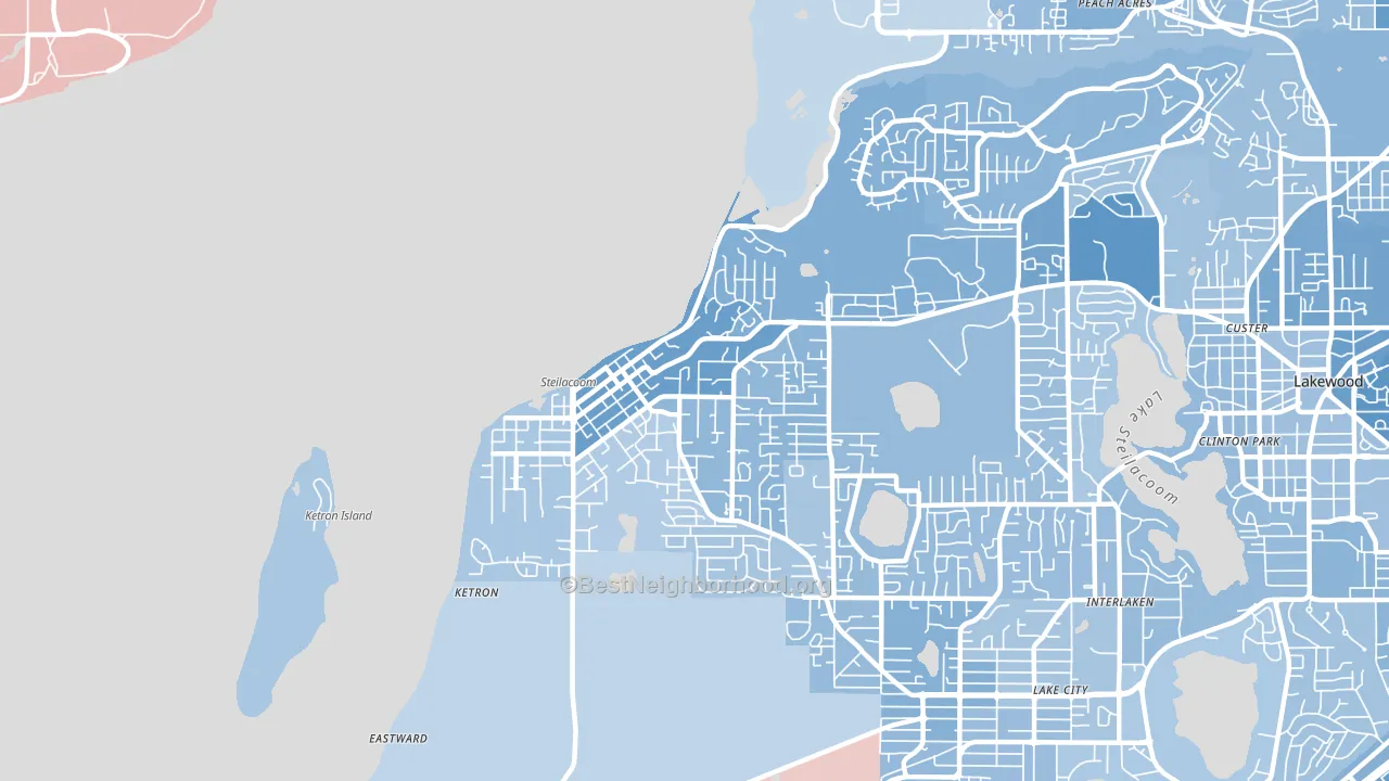 Steilacoom, WA block-group political-lean map