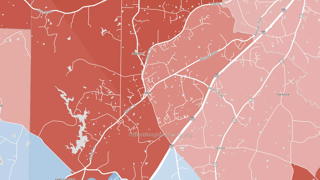 Stem, NC block-group political-lean map