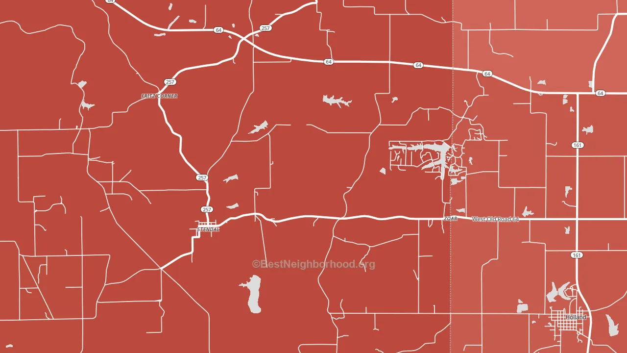 Stendal, IN block-group political-lean map