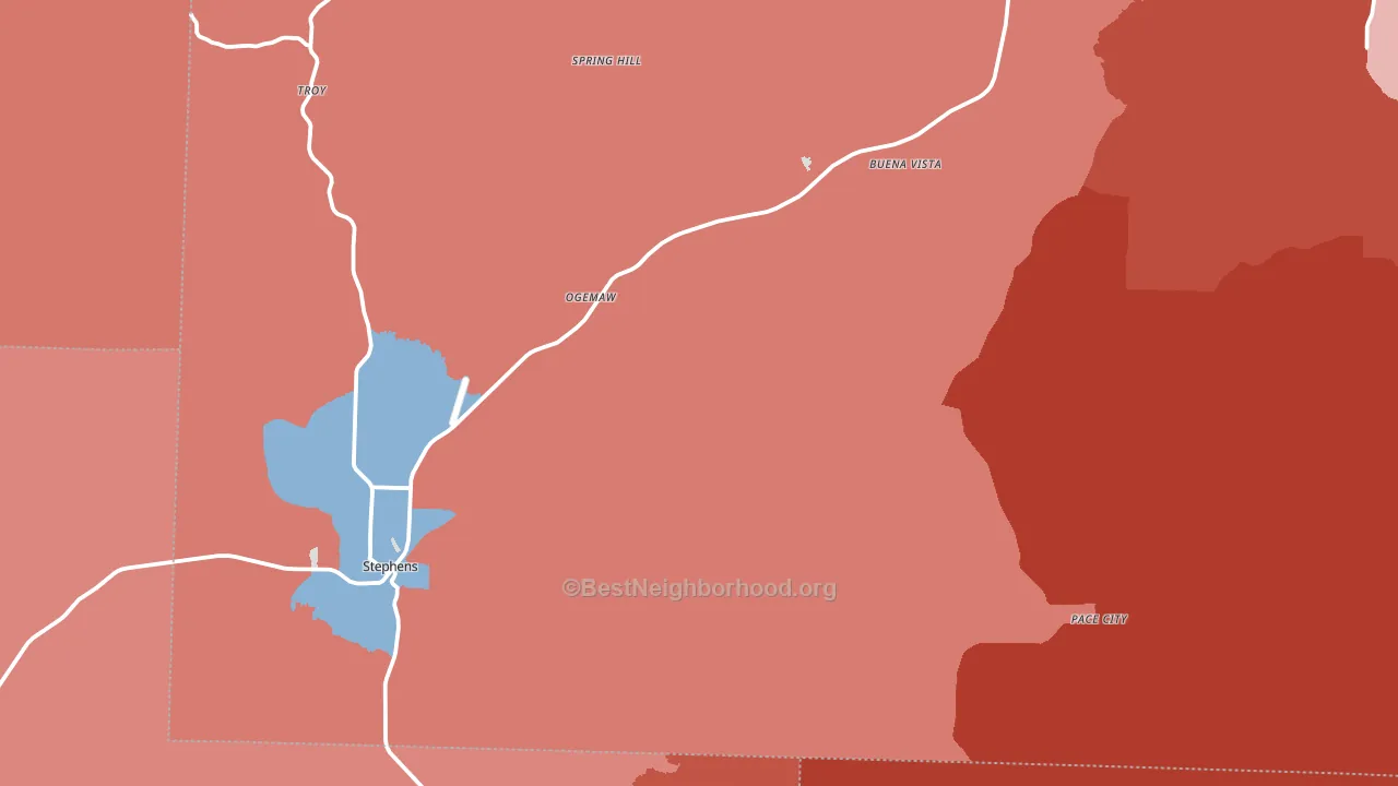 Stephens, AR block-group political-lean map