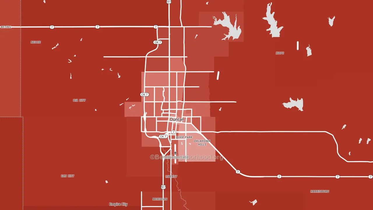 Stephens County, OK block-group political-lean map