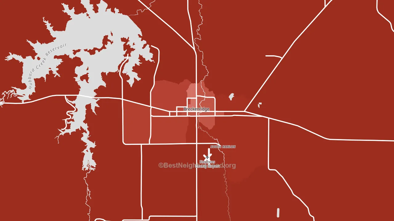 Stephens County, TX block-group political-lean map