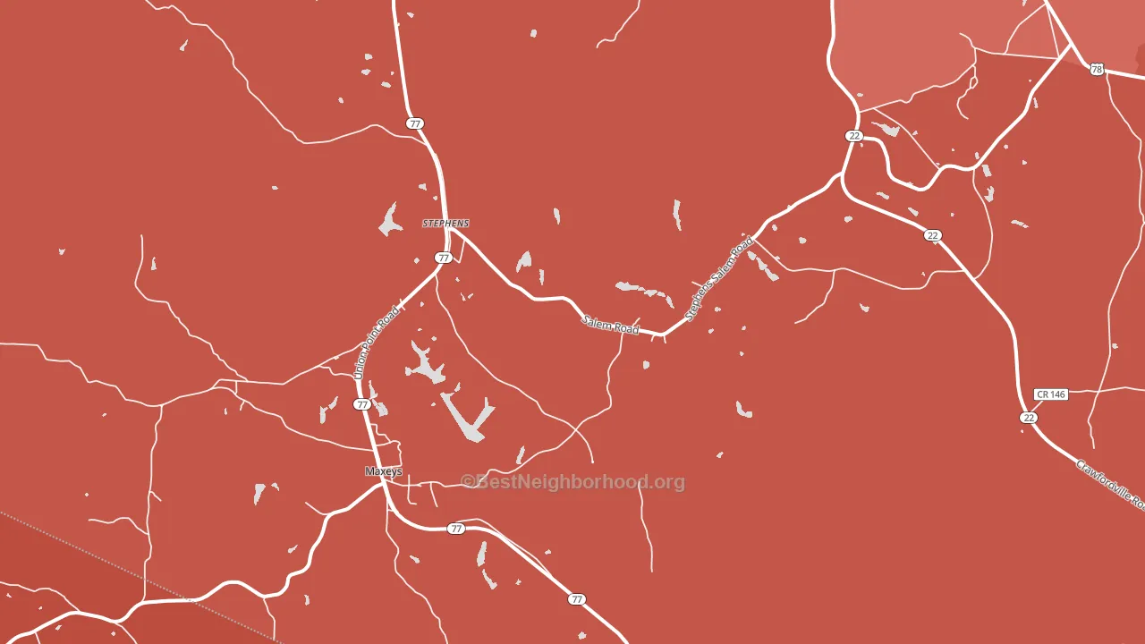 Stephens, GA block-group political-lean map