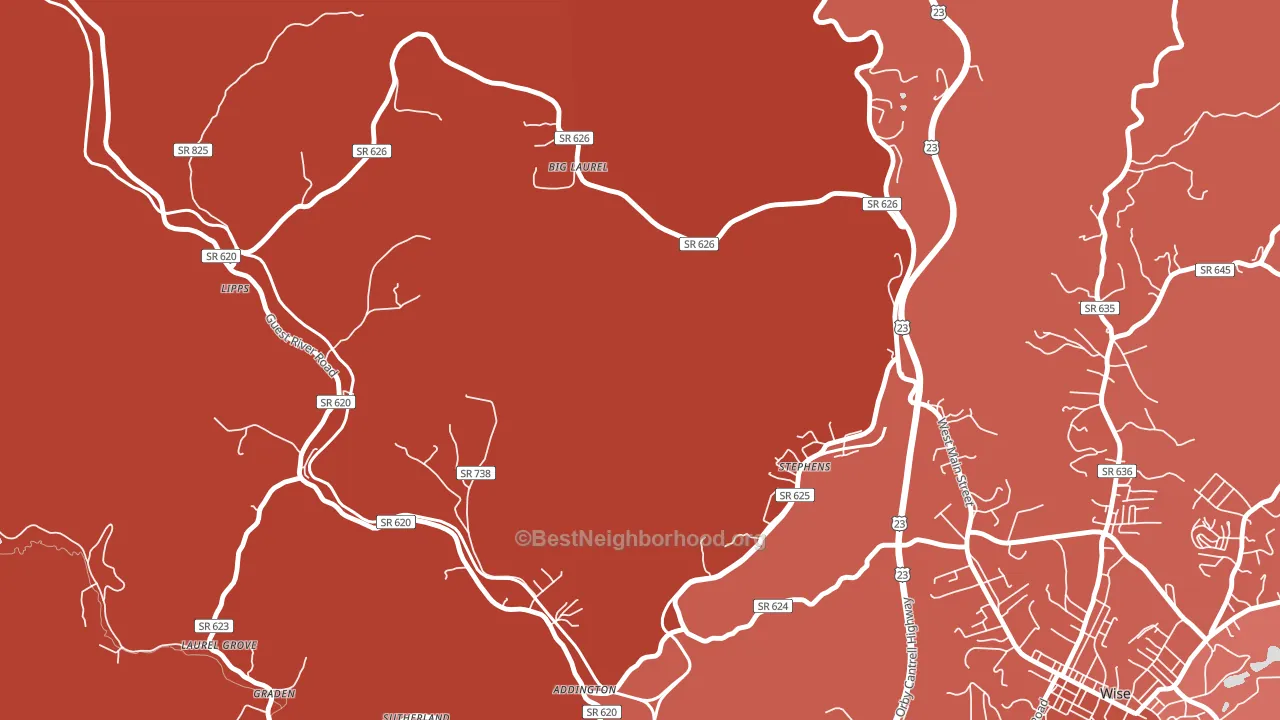 Stephens, VA block-group political-lean map