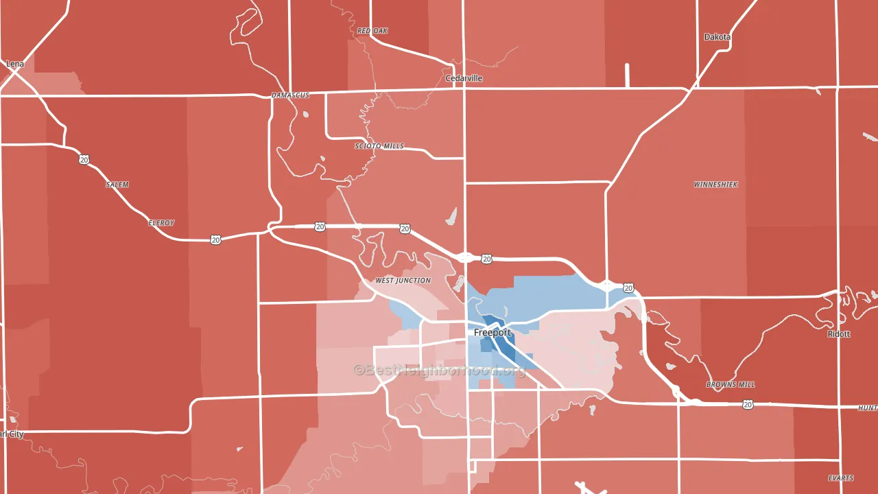 Stephenson County, IL block-group political-lean map