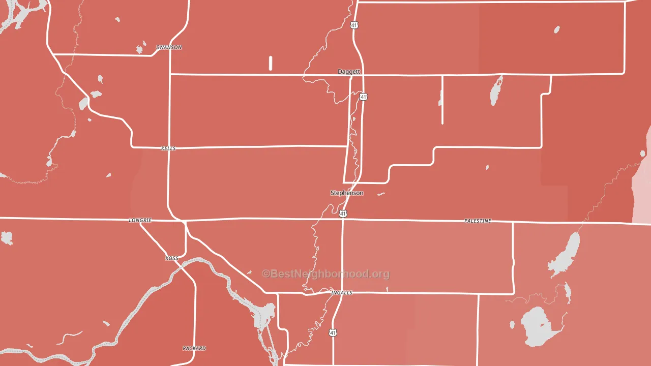 Stephenson, MI block-group political-lean map