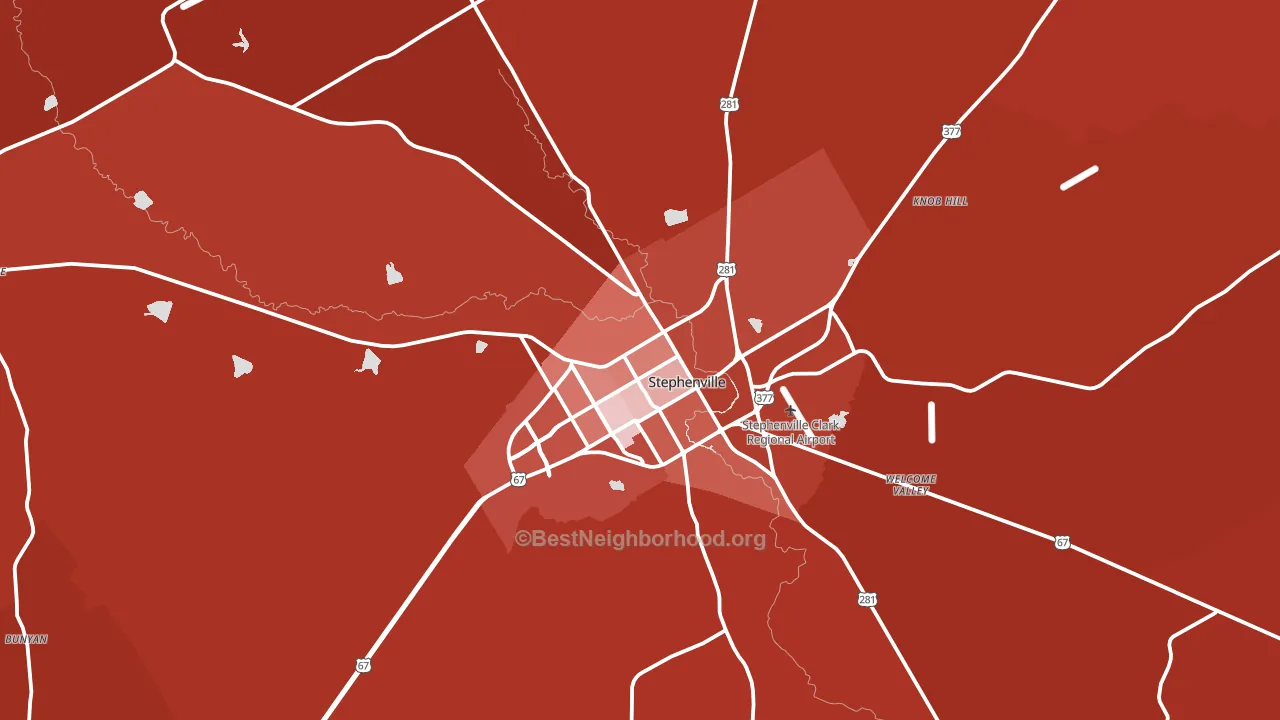 Stephenville, TX block-group political-lean map