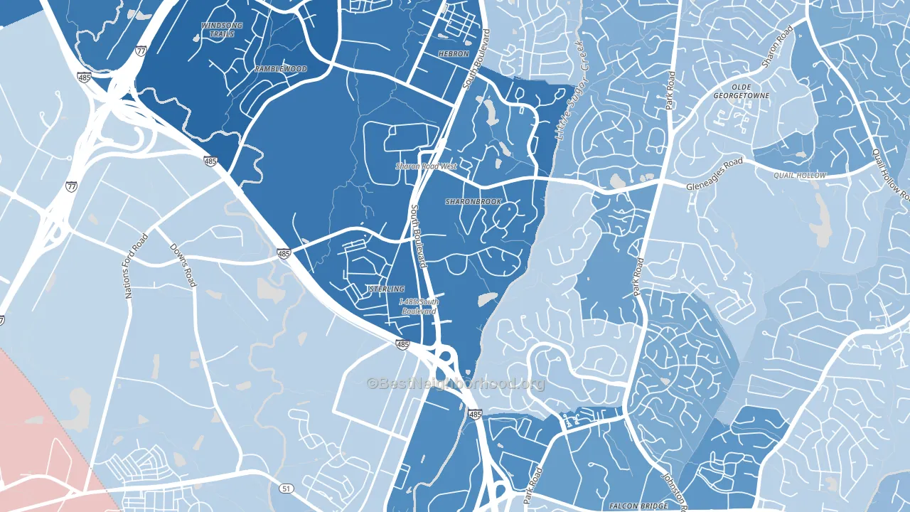 Sterling, Charlotte, NC block-group political-lean map