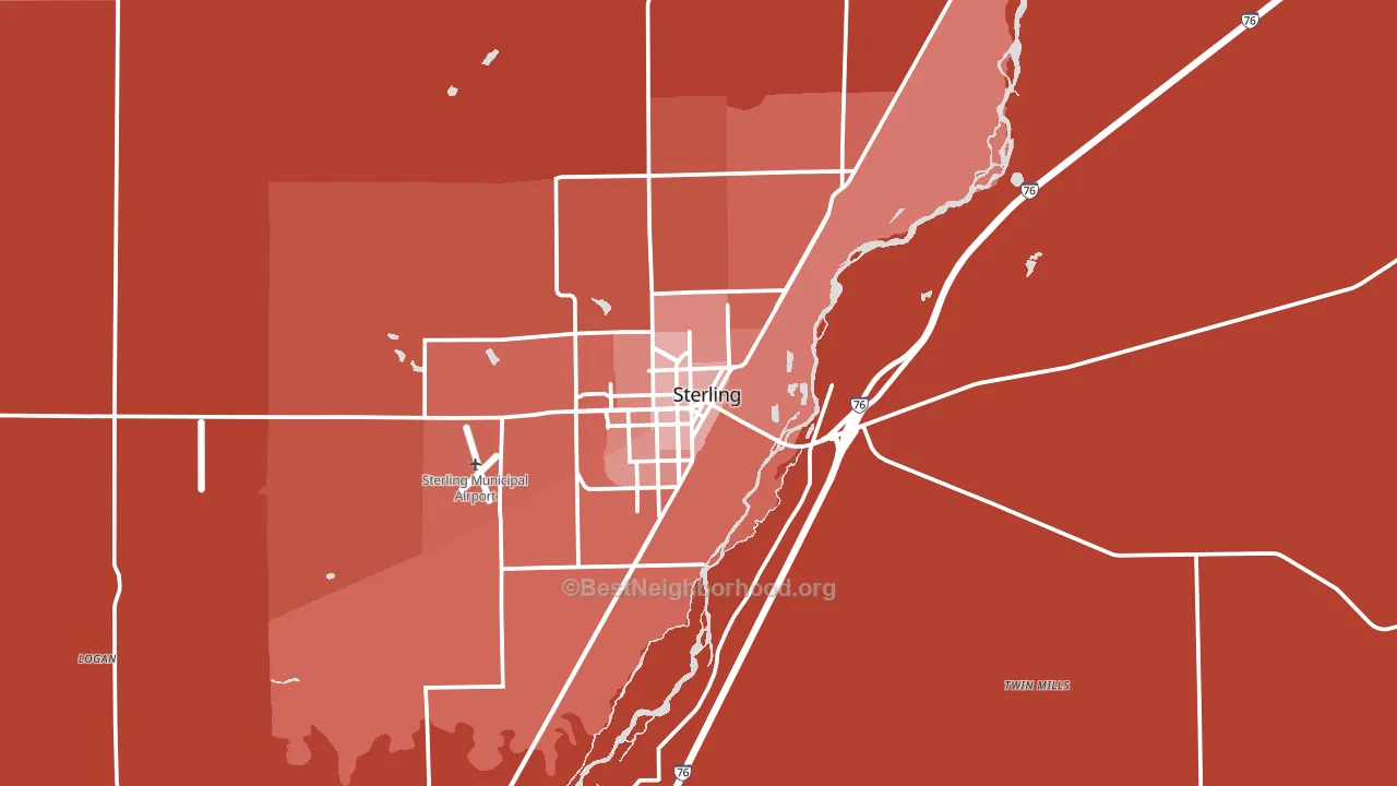 Sterling, CO block-group political-lean map
