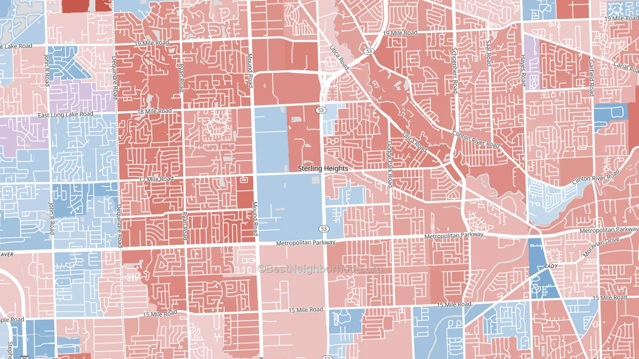 Sterling Heights, MI block-group political-lean map
