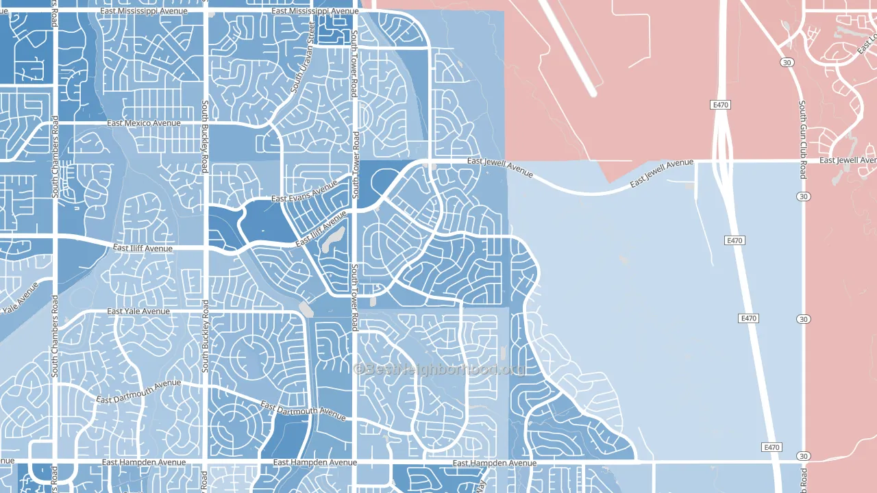 Sterling Hills, Aurora, CO block-group political-lean map