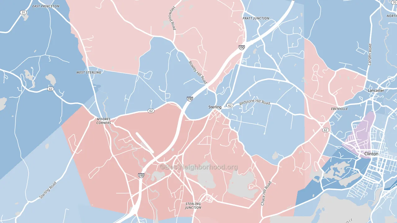 Sterling, MA block-group political-lean map
