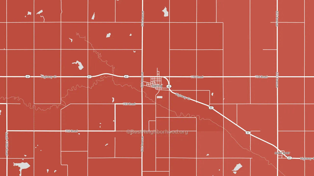 Sterling, NE block-group political-lean map