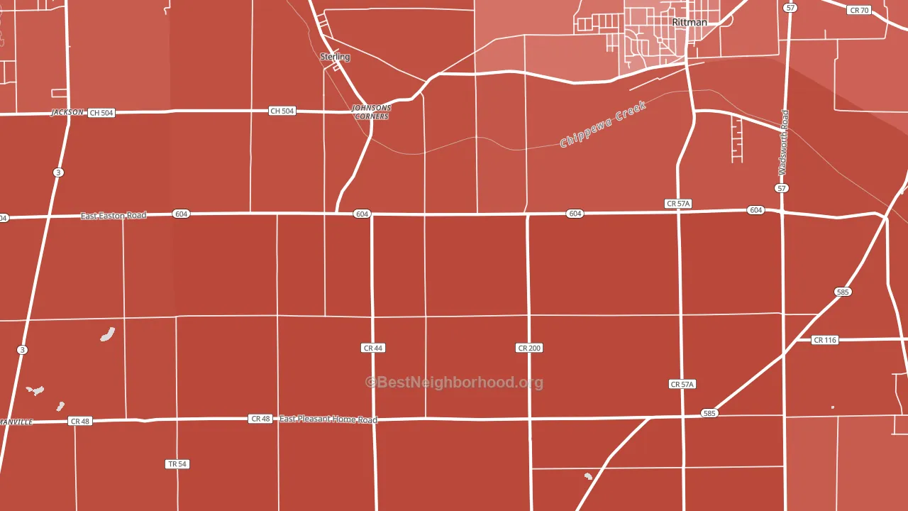 Sterling, OH block-group political-lean map