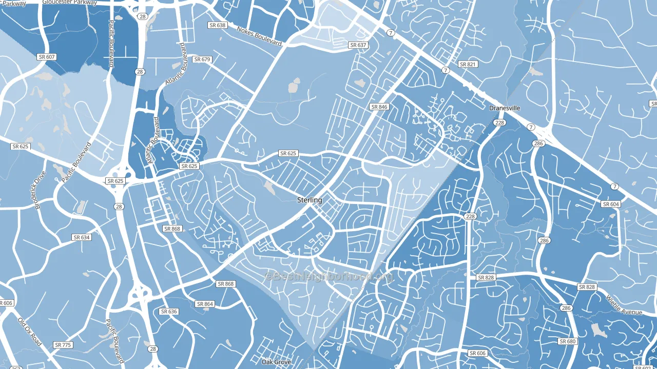 Sterling Park, Sterling, VA block-group political-lean map