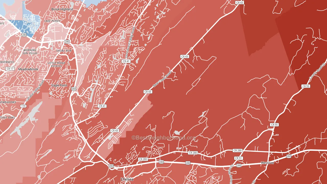 Sterrett, AL block-group political-lean map