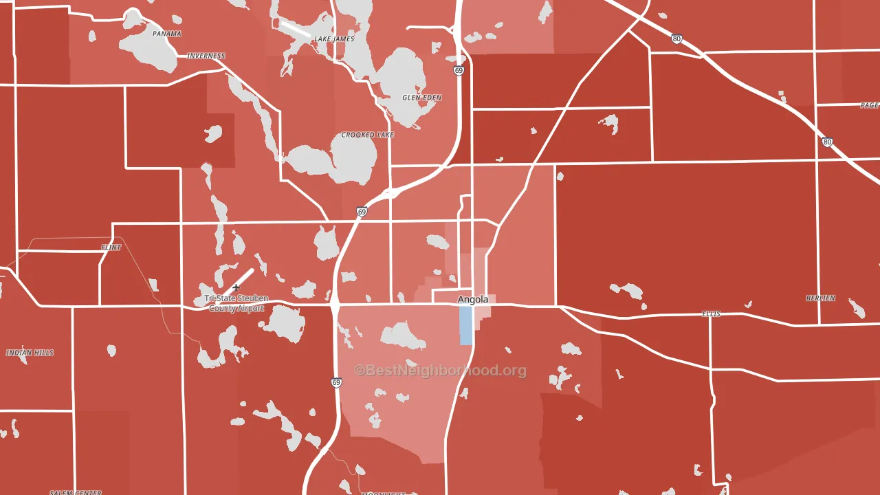 Steuben County, IN block-group political-lean map
