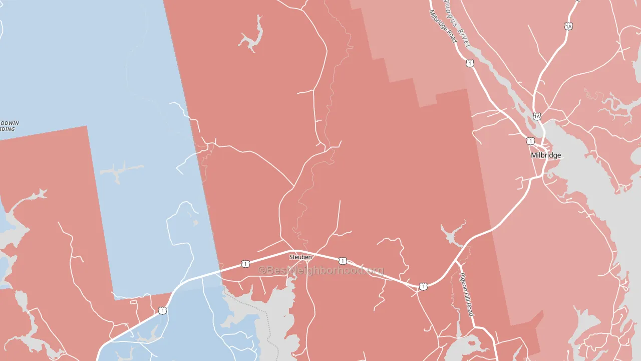 Steuben, ME block-group political-lean map