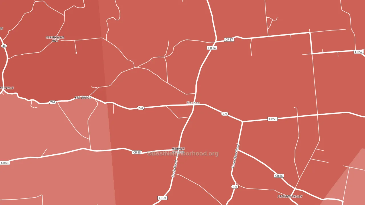Steuben, NY block-group political-lean map