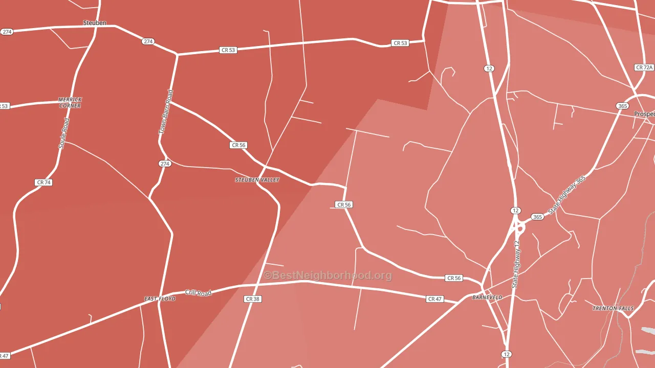 Steuben Valley, NY block-group political-lean map