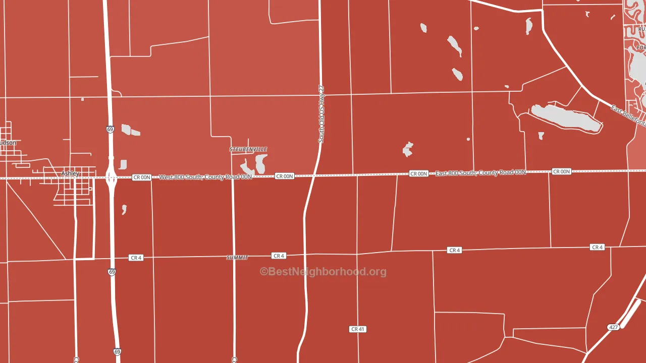Steubenville, IN block-group political-lean map
