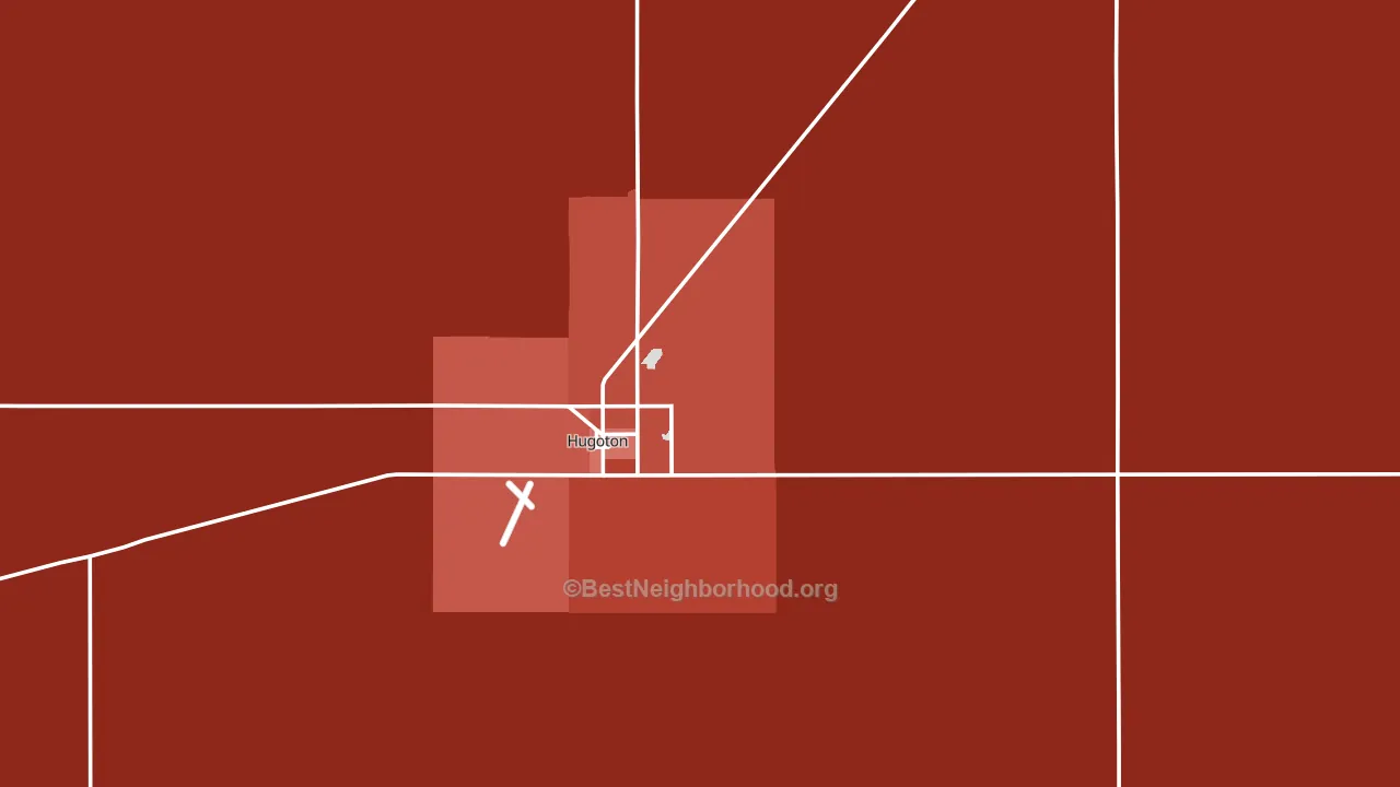 Stevens County, KS block-group political-lean map