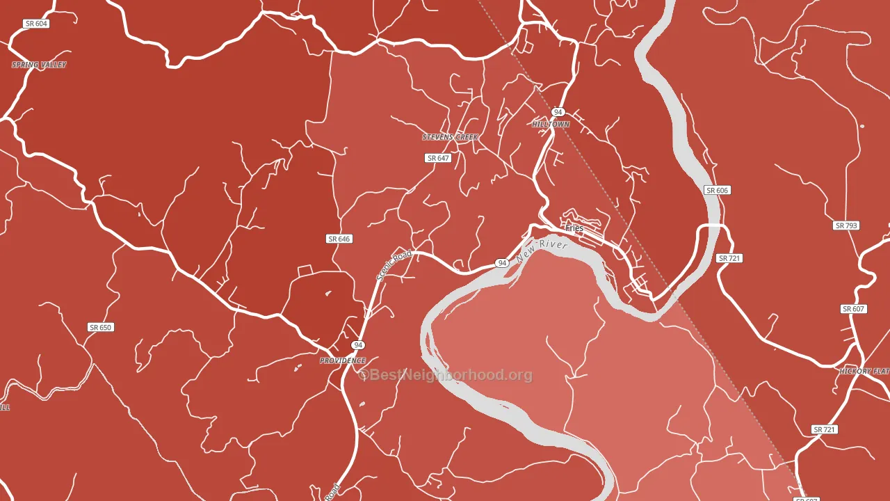 Stevens Creek, VA block-group political-lean map
