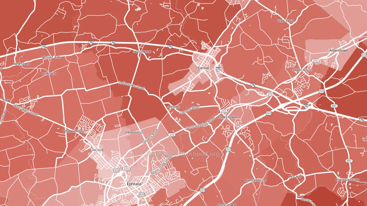 Stevens, PA block-group political-lean map