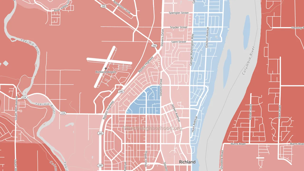 Stevens Triangle, Richland, WA block-group political-lean map