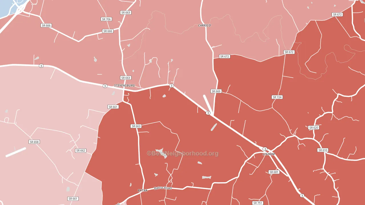 Stevensburg, VA block-group political-lean map