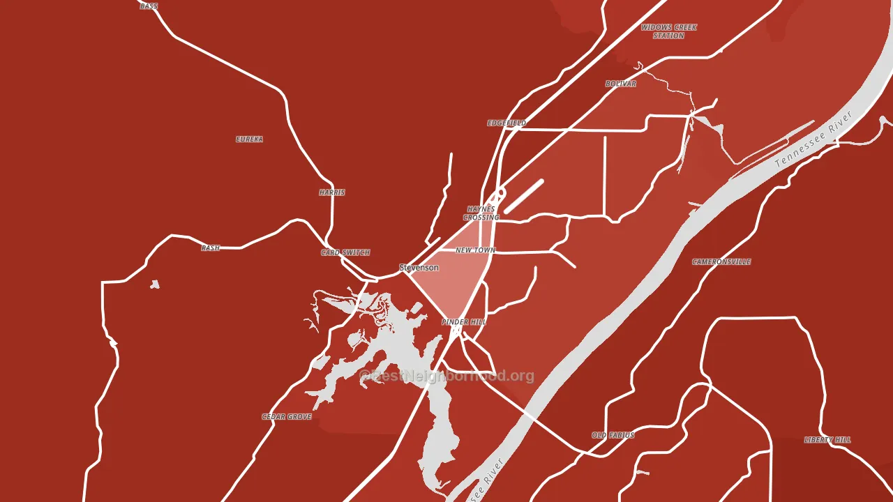 Stevenson, AL block-group political-lean map