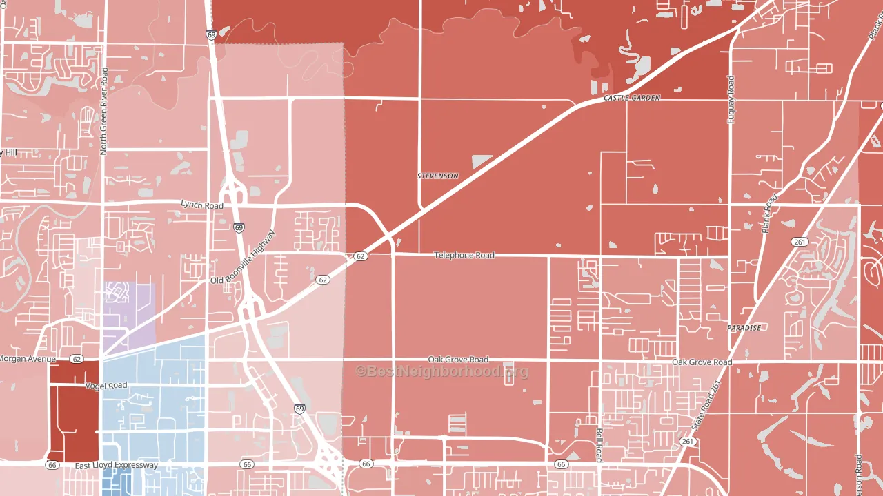 Stevenson, IN block-group political-lean map