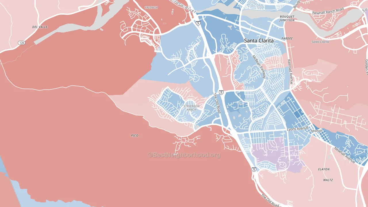 Stevenson Ranch, CA block-group political-lean map