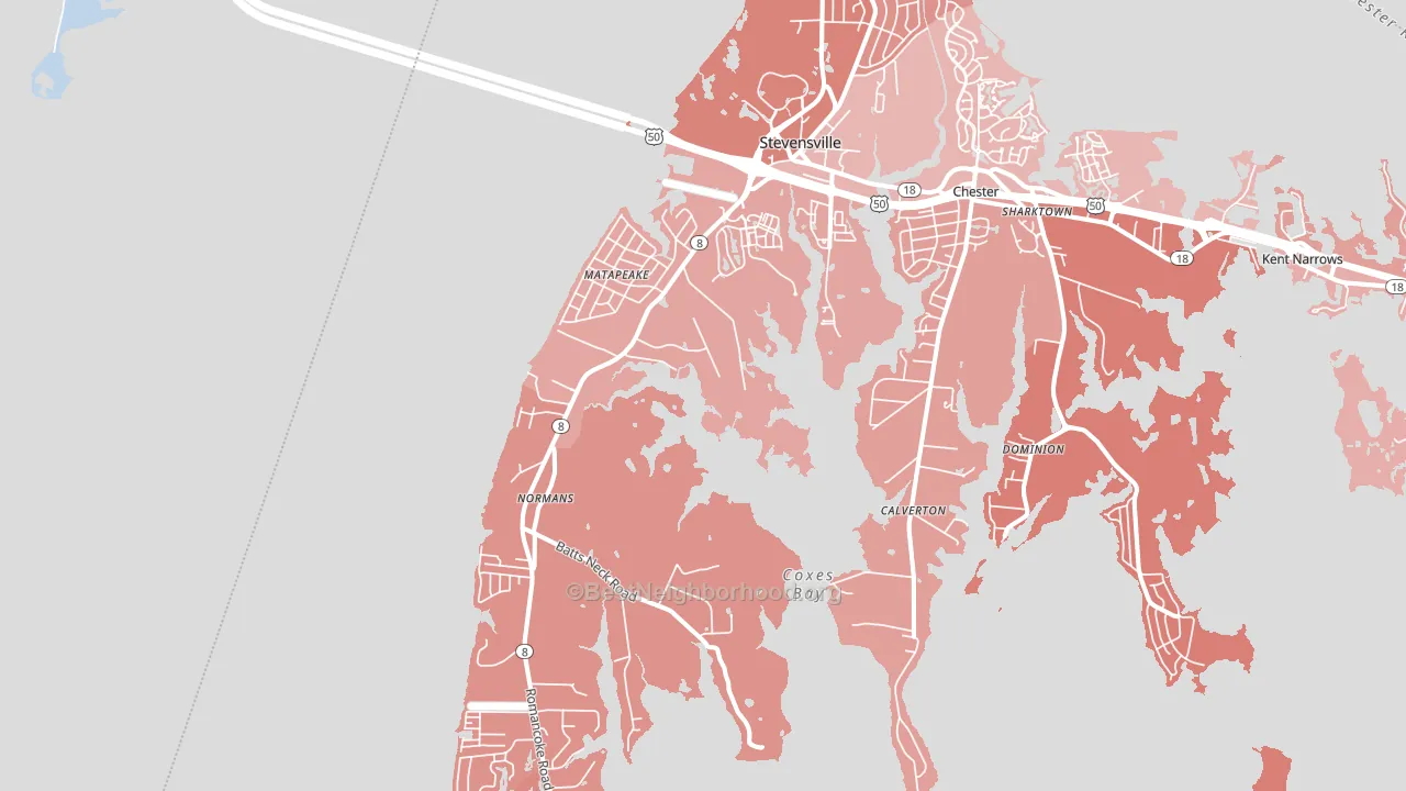 Stevensville, MD block-group political-lean map