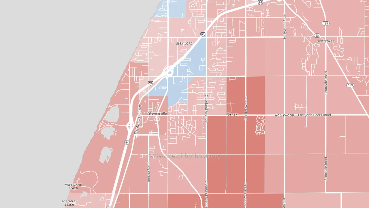 Stevensville, MI block-group political-lean map