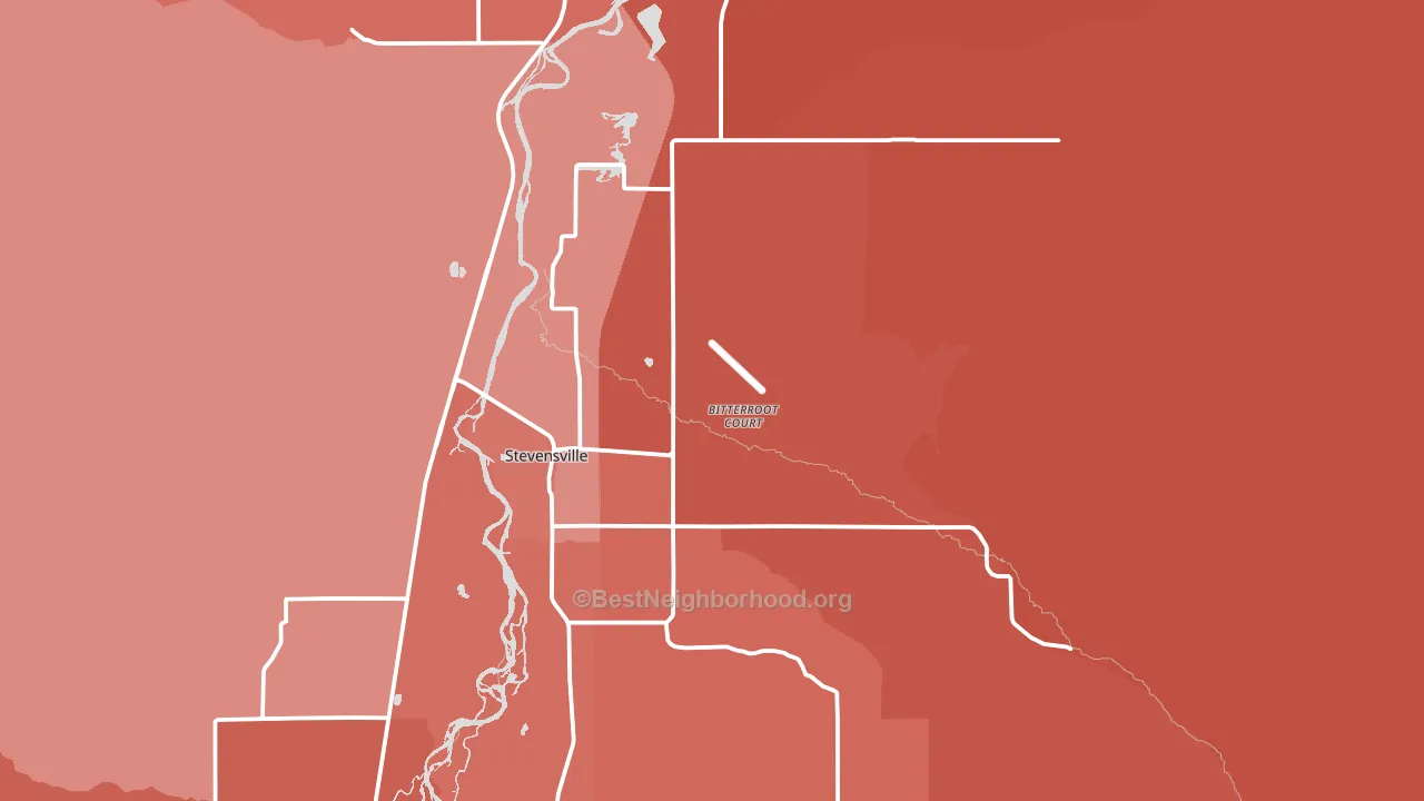 Stevensville, MT block-group political-lean map