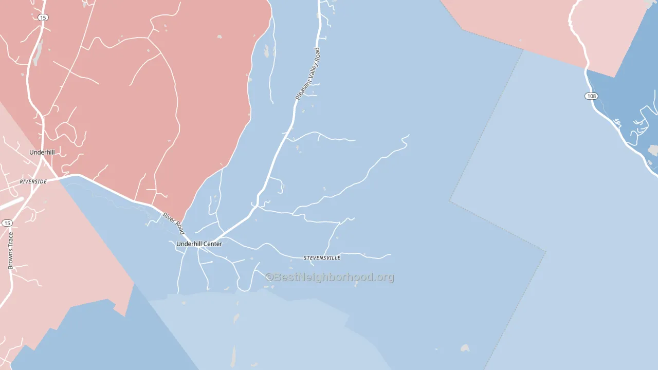Stevensville, VT block-group political-lean map