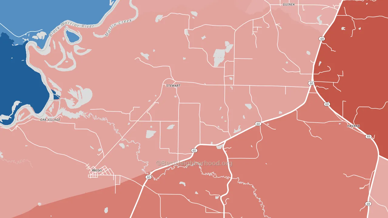 Stewart, AL block-group political-lean map