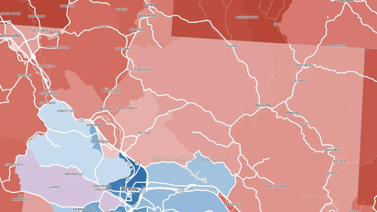 Stewart, OH block-group political-lean map