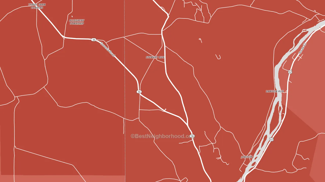 Stewart Run, PA block-group political-lean map