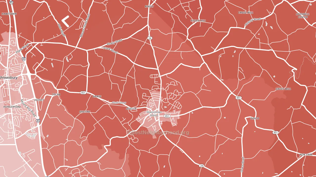 Stewartstown, PA block-group political-lean map