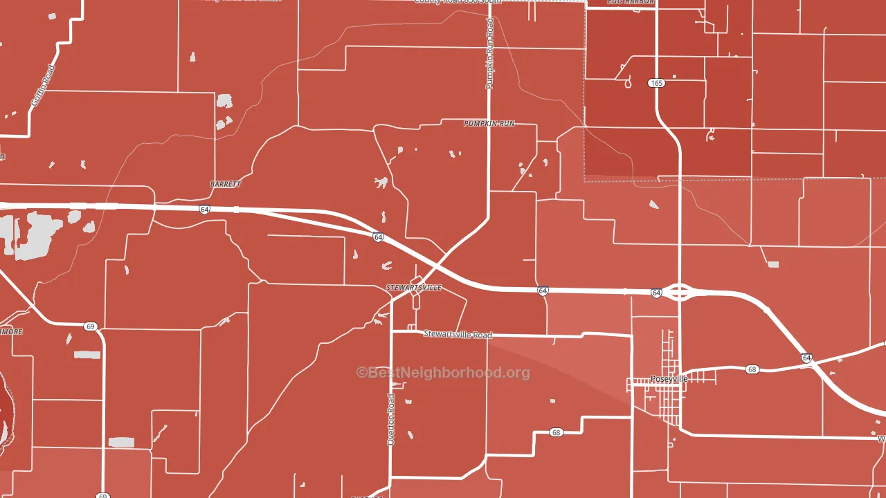 Stewartsville, IN block-group political-lean map