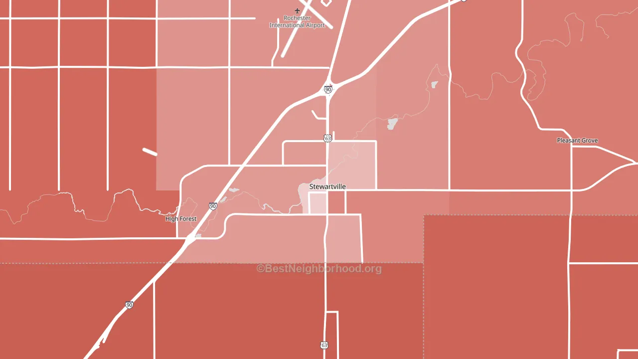 Stewartville, MN block-group political-lean map